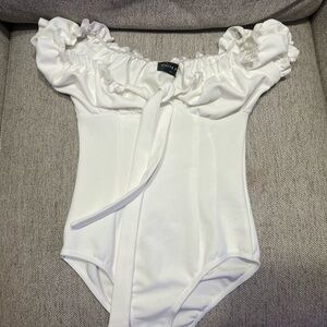 White Fox White Off-Shoulder Bodysuit